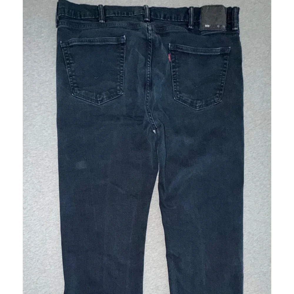 Levi's‎ Men Blue 42x30 505 Regular Fit Straight Leg Dark Wash Denim Jeans